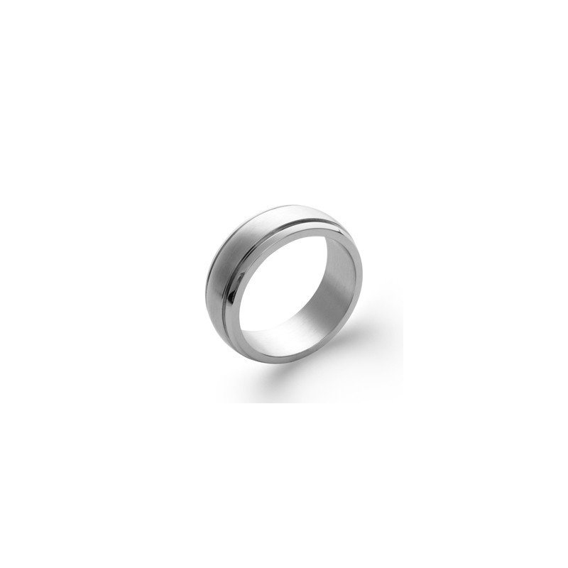 Bague Acier Rainurée Brossée