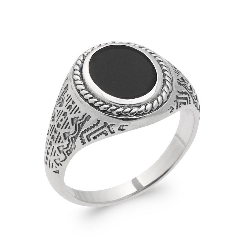 BAGUE ARGENT 925 AGATE NOIRE