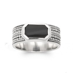 BAGUE ARGENT 925 AGATE NOIRE