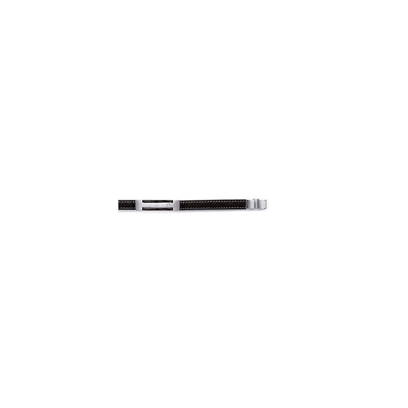 BRACELET ACIER RUTHENIUM CUIR