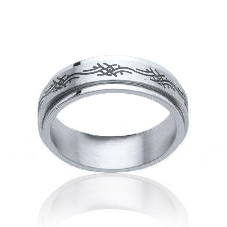 Bague Acier Rotative Motif Tribal