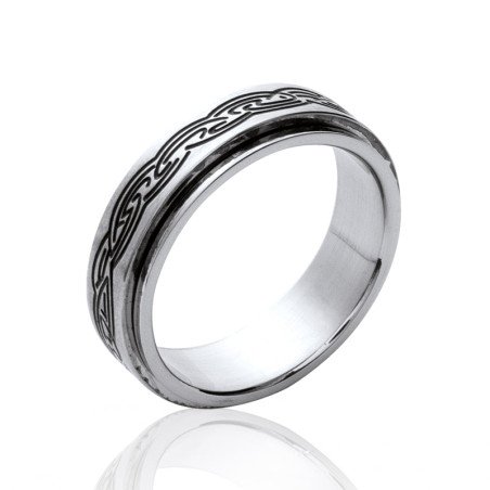 Bague Acier Motif Entrelacs