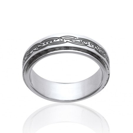 Bague Acier Motif Entrelacs