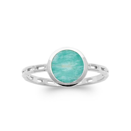 BAGUE ARGENT 925 RHODIE AMAZONITE