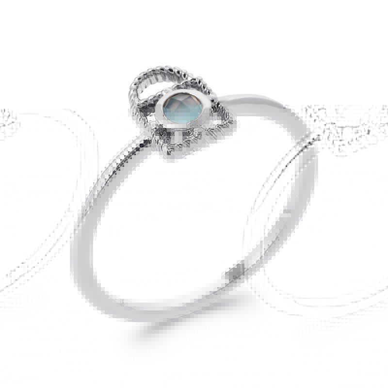 BAGUE ARGENT 925 RHODIE AGATE BLEUE