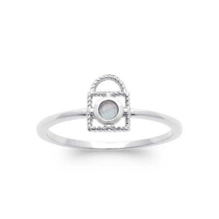 BAGUE ARGENT 925 RHODIE AGATE BLEUE