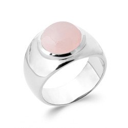 BAGUE ARGENT 925 RHODIE QUARTZ ROSE