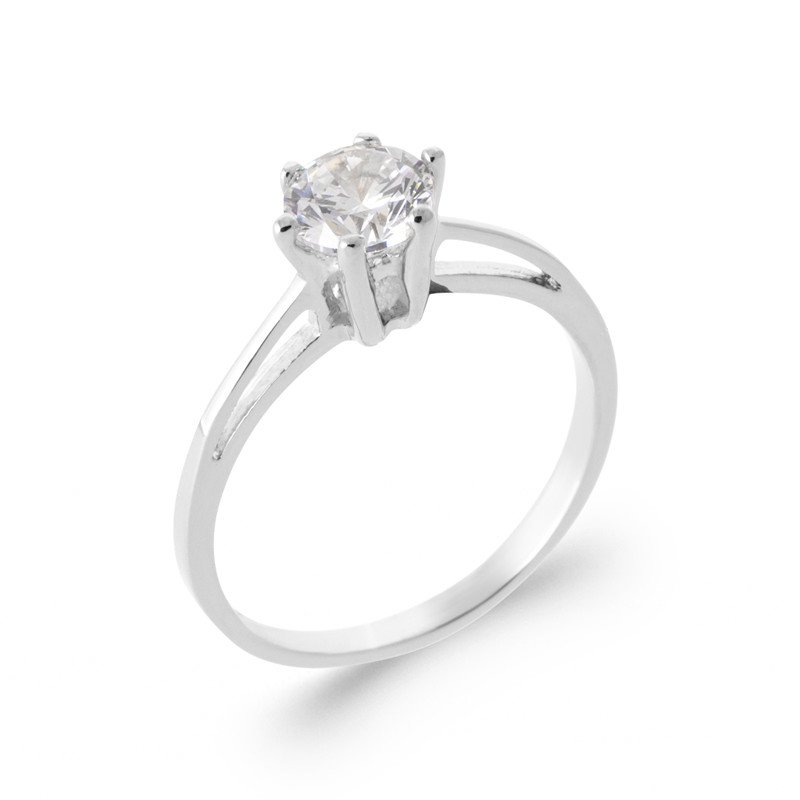 Bague Solitaire Éclat Argent Rhodié