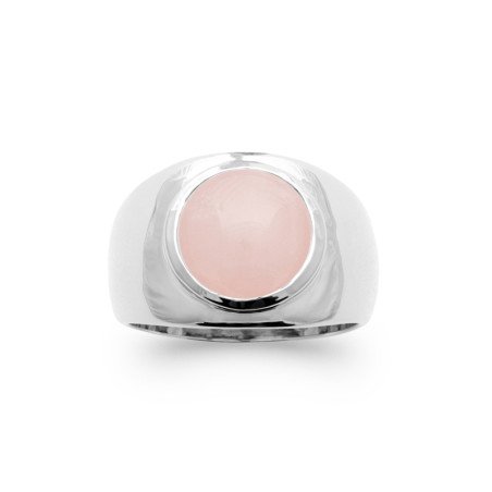 BAGUE ARGENT 925 RHODIE QUARTZ ROSE