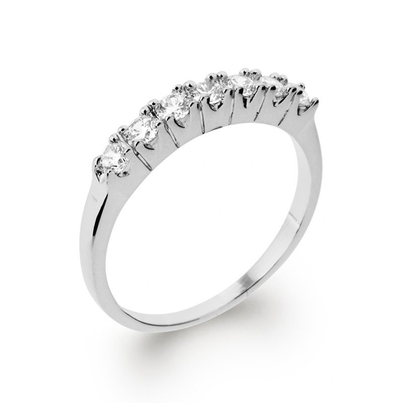 Bague Demi-Alliance Argent Rhodié Oxydes de Zirconium