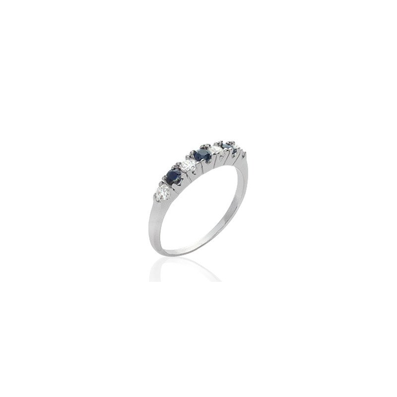 Bague Argent Rhodié Oxydes de Zirconium Bicolores
