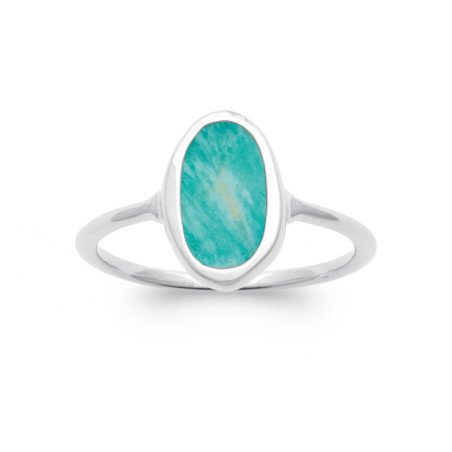 BAGUE ARGENT 925 RHODIE AMAZONITE