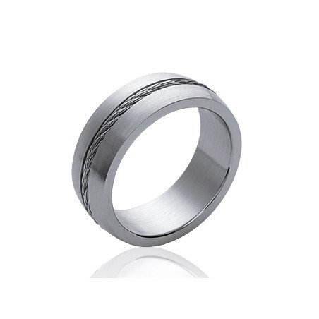 Bague Acier Brossé et Câble