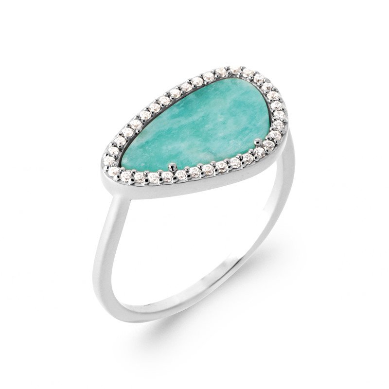 BAGUE ARGENT 925 RHODIE AMAZONITE