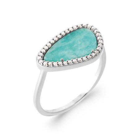 BAGUE ARGENT 925 RHODIE AMAZONITE
