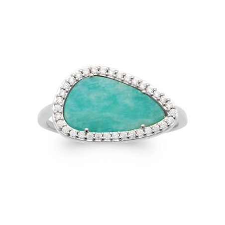 BAGUE ARGENT 925 RHODIE AMAZONITE