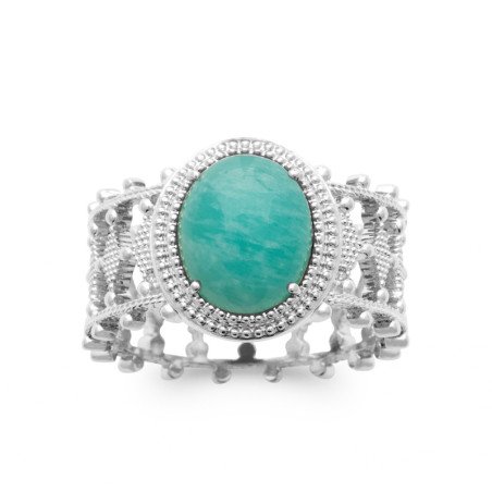 BAGUE ARGENT 925 RHODIE AMAZONITE