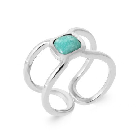 BAGUE ARGENT 925 RHODIE AMAZONITE