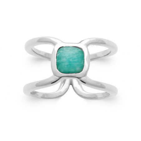 BAGUE ARGENT 925 RHODIE AMAZONITE