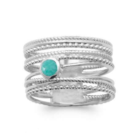 BAGUE ARGENT 925 RHODIE AMAZONITE