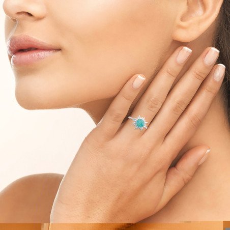 BAGUE ARGENT 925 RHODIE AMAZONITE