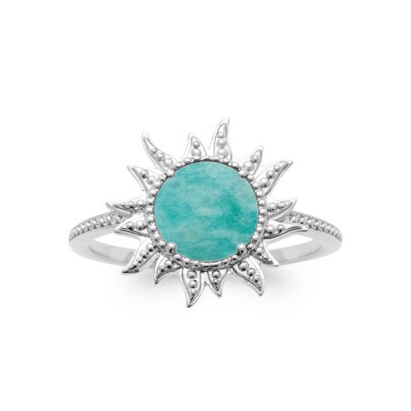 BAGUE ARGENT 925 RHODIE AMAZONITE