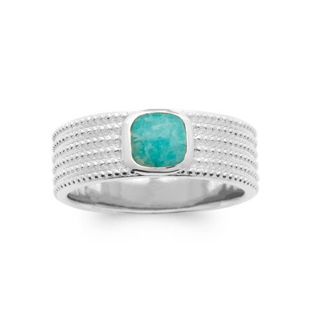 BAGUE ARGENT 925 RHODIE AMAZONITE