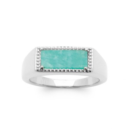 BAGUE ARGENT 925 RHODIE AMAZONITE