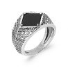 BAGUE ARGENT 925  AGATE NOIRE