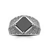 BAGUE ARGENT 925  AGATE NOIRE