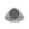 BAGUE ARGENT 925  AGATE NOIRE