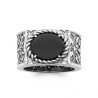 BAGUE ARGENT 925  AGATE NOIRE