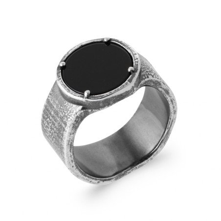 BAGUE ARGENT 925  IMIT ONYX