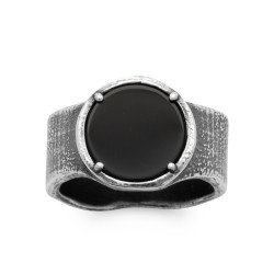 BAGUE ARGENT 925  IMIT ONYX
