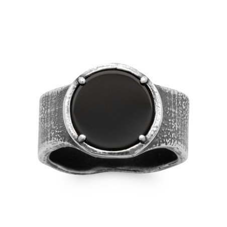 BAGUE ARGENT 925  IMIT ONYX