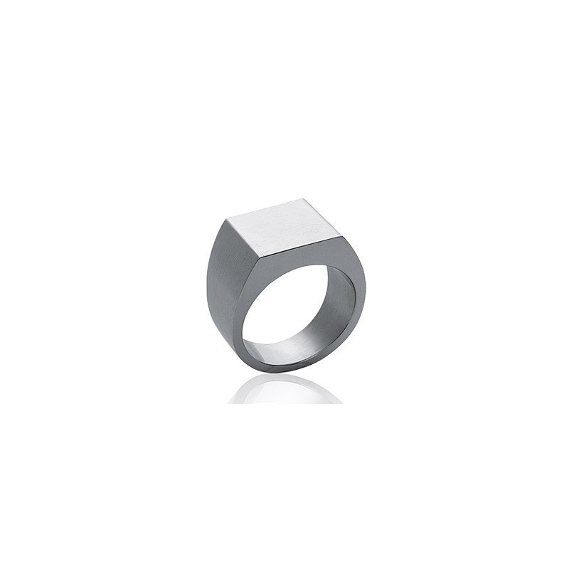 Bague Chevalière Acier Carrée