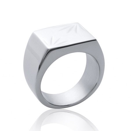 Bague Chevalière Acier Poli