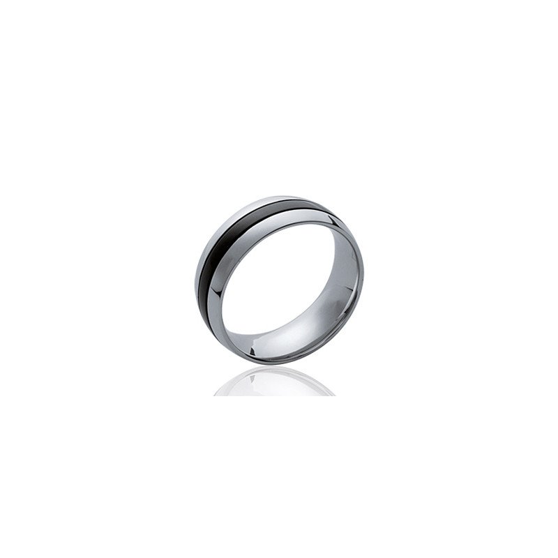 Bague Acier Bicolore Finition Ruthénium
