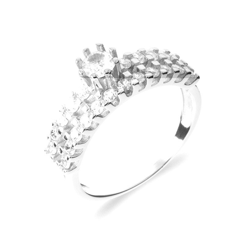 Bague Solitaire Scintillante en Argent Rhodié