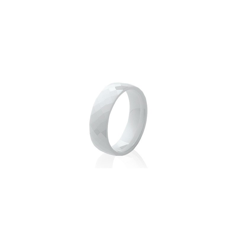 Bague Céramique Blanche Facettée