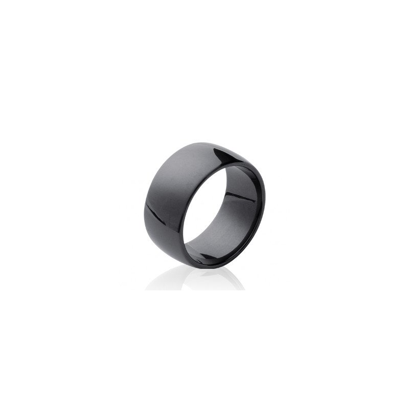 Bague Large en Céramique Noire