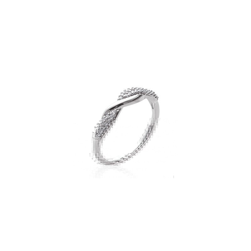 Bague Torsadée Argent Rhodié Oxydes de Zirconium