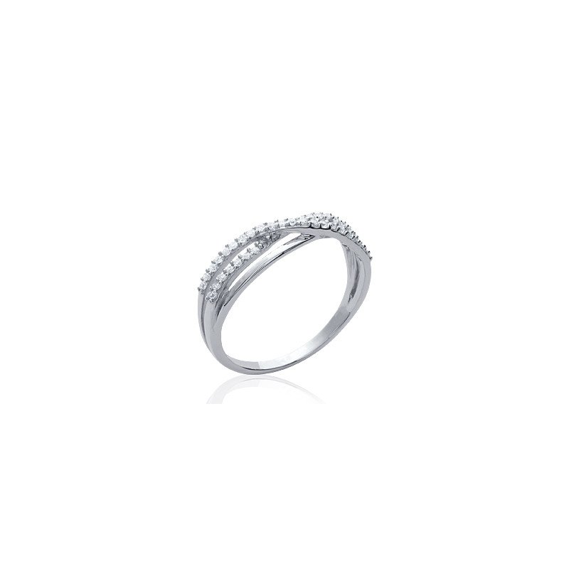 Bague Argent Rhodié Double Rang Scintillant