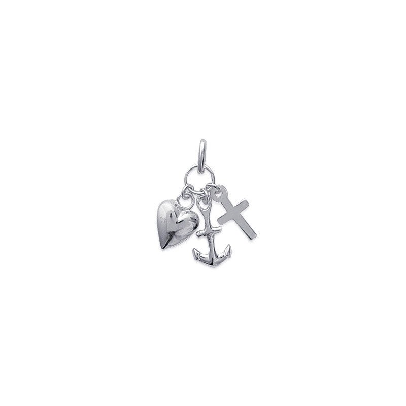 Pendentif Cœur Ancre Croix en Argent 925