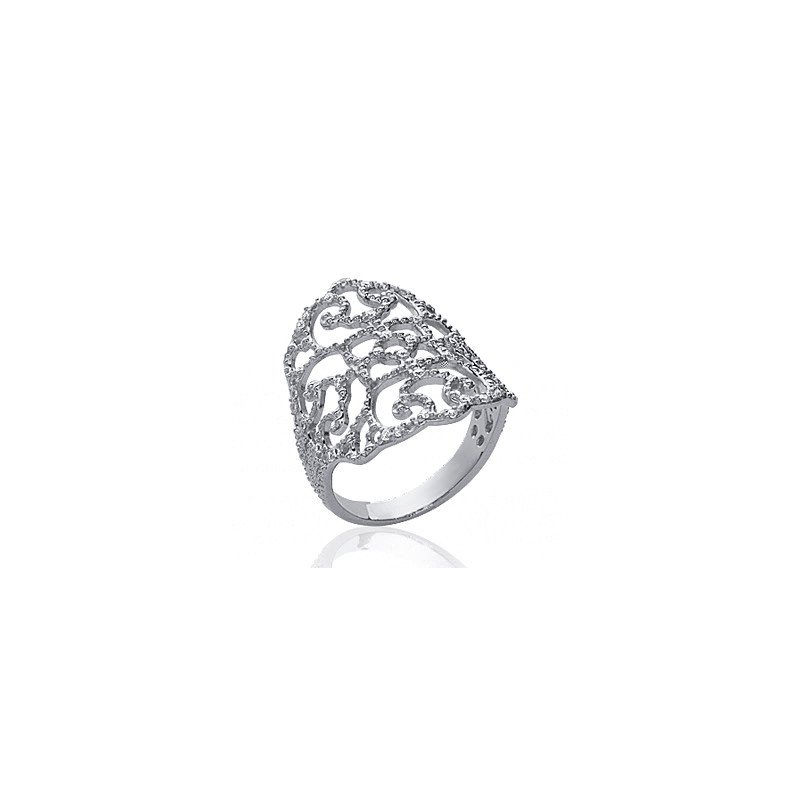 Bague Argent Rhodié Volutes Scintillantes