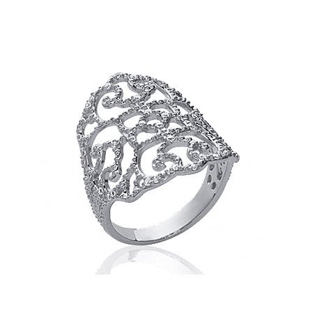 Bague Argent Rhodié Volutes Scintillantes
