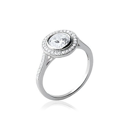 Bague Argent Rhodié Halo Scintillant
