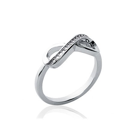 Bague Infini Argent Rhodié et Oxydes de Zirconium