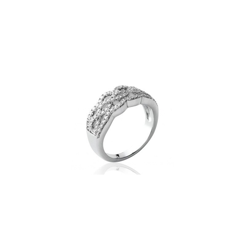 Bague Entrelacs Scintillants en Argent Rhodié
