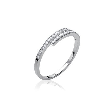 Bague Argent Rhodié Double Ligne Scintillante
